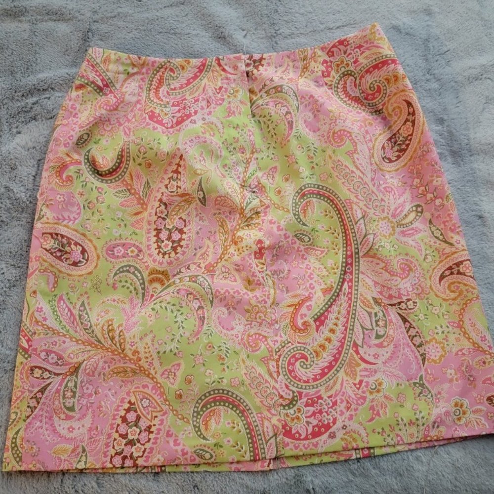 Talbots Pink Paisley Cotton Skirt Sz 10